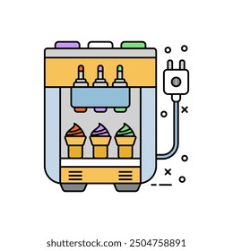 Icono de color lleno de la máquina del helado, Ilustración vectorial