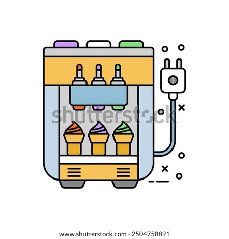 Ice Cream Machine Filled Color Icon, Vector illustration