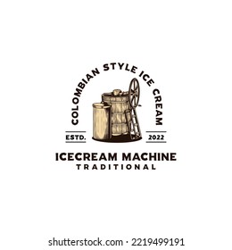 ice cream machine traditional vintage logo