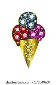 ice cream made of colored gems