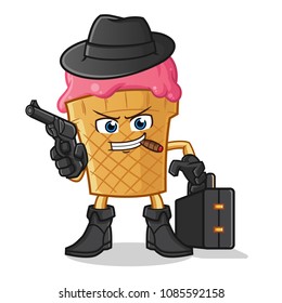 ice cream mafia mascot vector cartoon illustration
