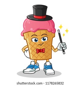ice cream magician mascot vector cartoon illustration