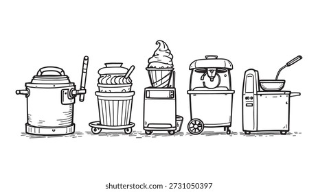 Ice Cream Maker line art simple design for food lovers