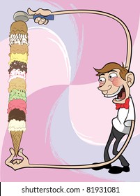 Ice cream man border and background