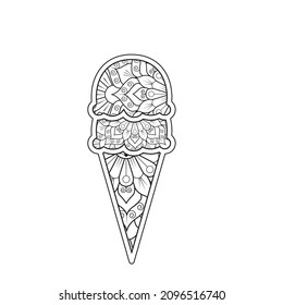 Ice Cream Mandala Coloring Page Vector Stock Vector (Royalty Free