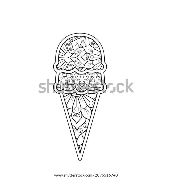 Ice Cream Mandala Coloring Page Vector vetor stock (livre de direitos