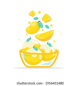 Mango helado aislado sobre fondo blanco. Ilustración vectorial.