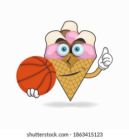 The Ice Cream mascot basketball player character. vector illustration