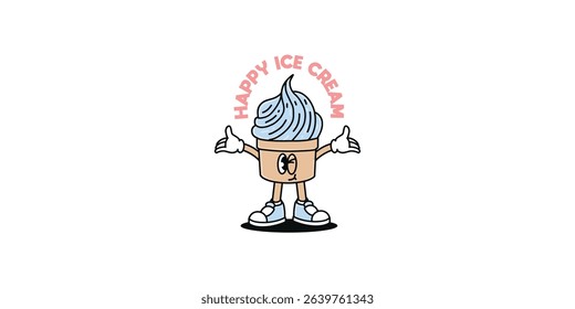 ice cream mascot cartoon vector illustration logo