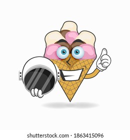 The Ice Cream mascot character becomes an astronaut. vector illustration