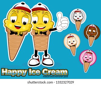ice cream mascot character cartoon vector
