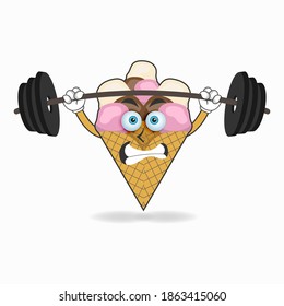 Ice Cream mascot character with fitness equipment. vector illustration
