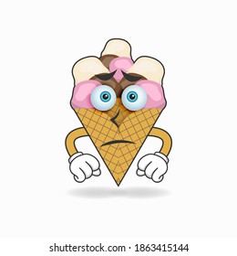 Ice Cream mascot character with sad expression. vector illustration