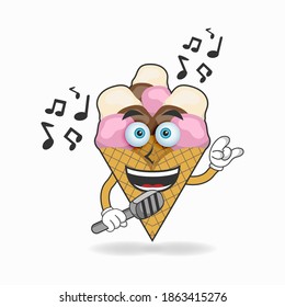 The Ice Cream mascot character singing. vector illustration