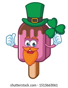 ice cream mascot character vector with green hat 