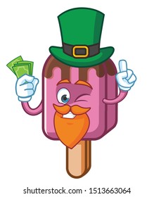 ice cream mascot character vector with green hat 