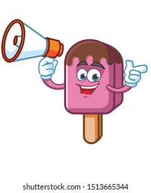 ice cream mascot character vector with megaphone