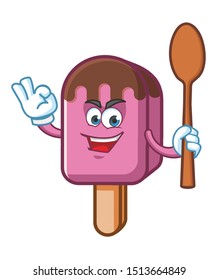 ice cream mascot character vectorwith spoon