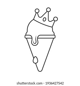 ice cream mascot. coloring activities for children. children's learning tools for coloring. King ice cream cartoon vector icon illustration. without color. isolated in white