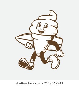 ice cream mascot logo with retro style good for design