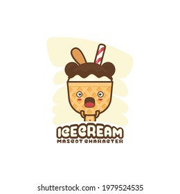 ice cream mascot. suitable for use as logos, stickers, cards, menu displays etc.
