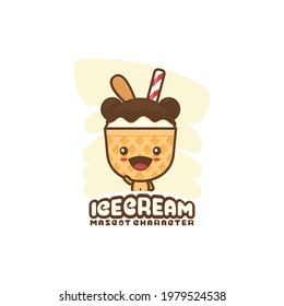 mascota de helados. adecuado para ser utilizado como logotipos, pegatinas, tarjetas, pantallas de menú, etc.