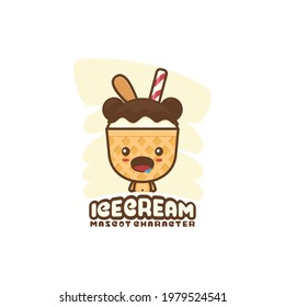 ice cream mascot. suitable for use as logos, stickers, cards, menu displays etc.
