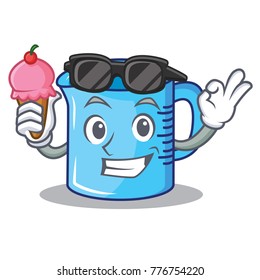 With ice cream measuring cup character cartoon