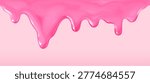 Ice cream melt background with pink drip texture and smooth liquid flow. Frozen yogurt wave design with sweet candy glaze, strawberry frosting and delicious summer dessert vector graphics.
