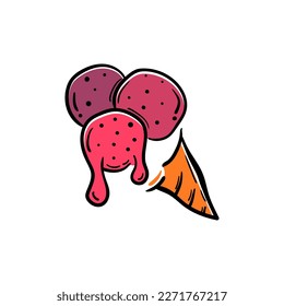 Ice cream melt hand drawn doodle icon logo design clip art vector illustration