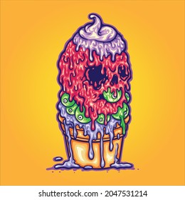 ICe Cream Melt Vector illustrations for your work Logo, mascot merchandise t-shirt, stickers and Label designs, poster, greeting cards advertising business company or brands.