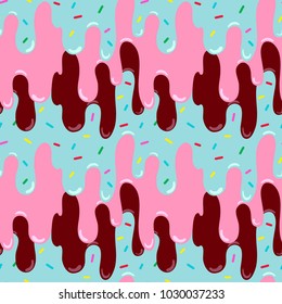 ice cream melted background. seamless vector pattern