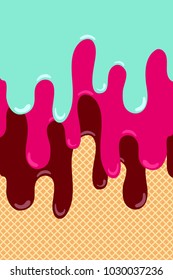 ice cream melted background with waffle or cone.
