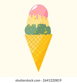 ice cream melted scoop cone 
