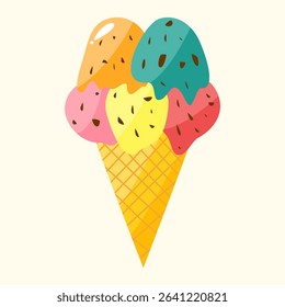 ice cream melted scoop cone 