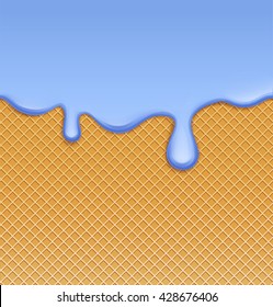 Ice cream or cream  melted waffle background: vector illustration background grapes