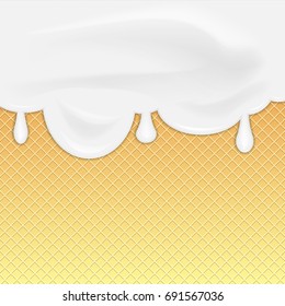 Ice cream or cream melted waffle background. Vector illustration. Eps 10.