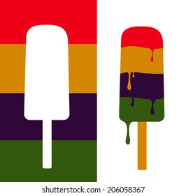 Ice cream melts in the sun symbol and the silhouette