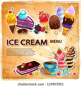 Ice cream menu