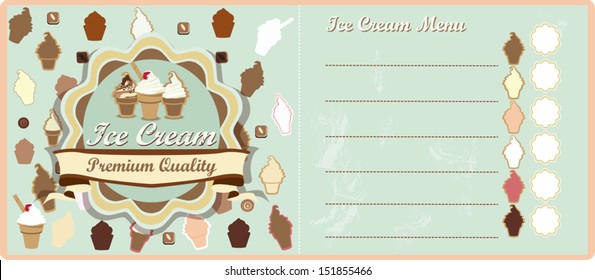 Ice cream menu