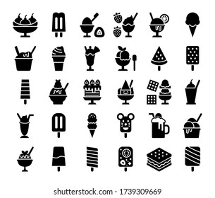 ice cream menu glyph vector icons sweet and dessert food