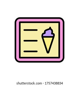 Ice cream, menu icon. Simple color with outline vector elements of freeze sweet icons for ui and ux, website or mobile application