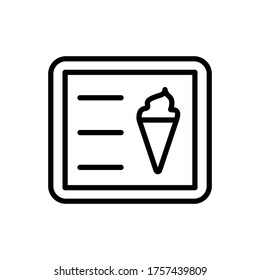 Ice crema, icono del menú. Línea simple, contorno vectorial elementos de iconos dulces congelados para ui y ux, sitio web o aplicación móvil