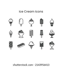 Ice cream menu line icons set, outline vector symbol collection, linear style pictogram pack. Signs, logo illustration. Set includes icons as sundae, parfait sorbet, waffle ice cream cone