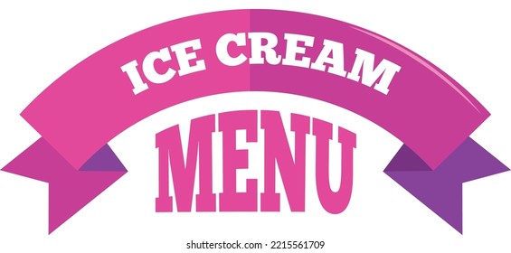 Ice cream menu logo. Decorative ribbon label