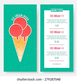 Ice cream menu with prices