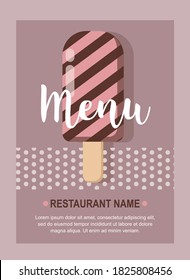 Plantilla de menú helado, volante, pancarta, tarjeta. Ilustración vectorial