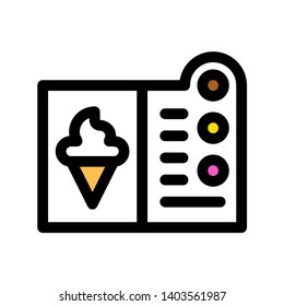 Ice Cream Menu vector illustration, filled icon editable outline