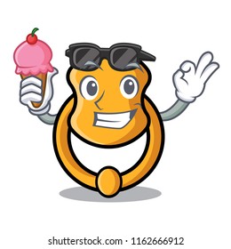 With ice cream metal door knocker on character cartoon