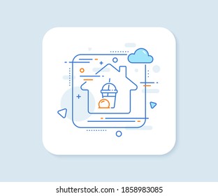 Ice cream milkshake line icon. Abstract vector button. Vanilla sundae sign. Frozen summer dessert symbol. Ice cream milkshake line icon. Home concept badge. Vector
